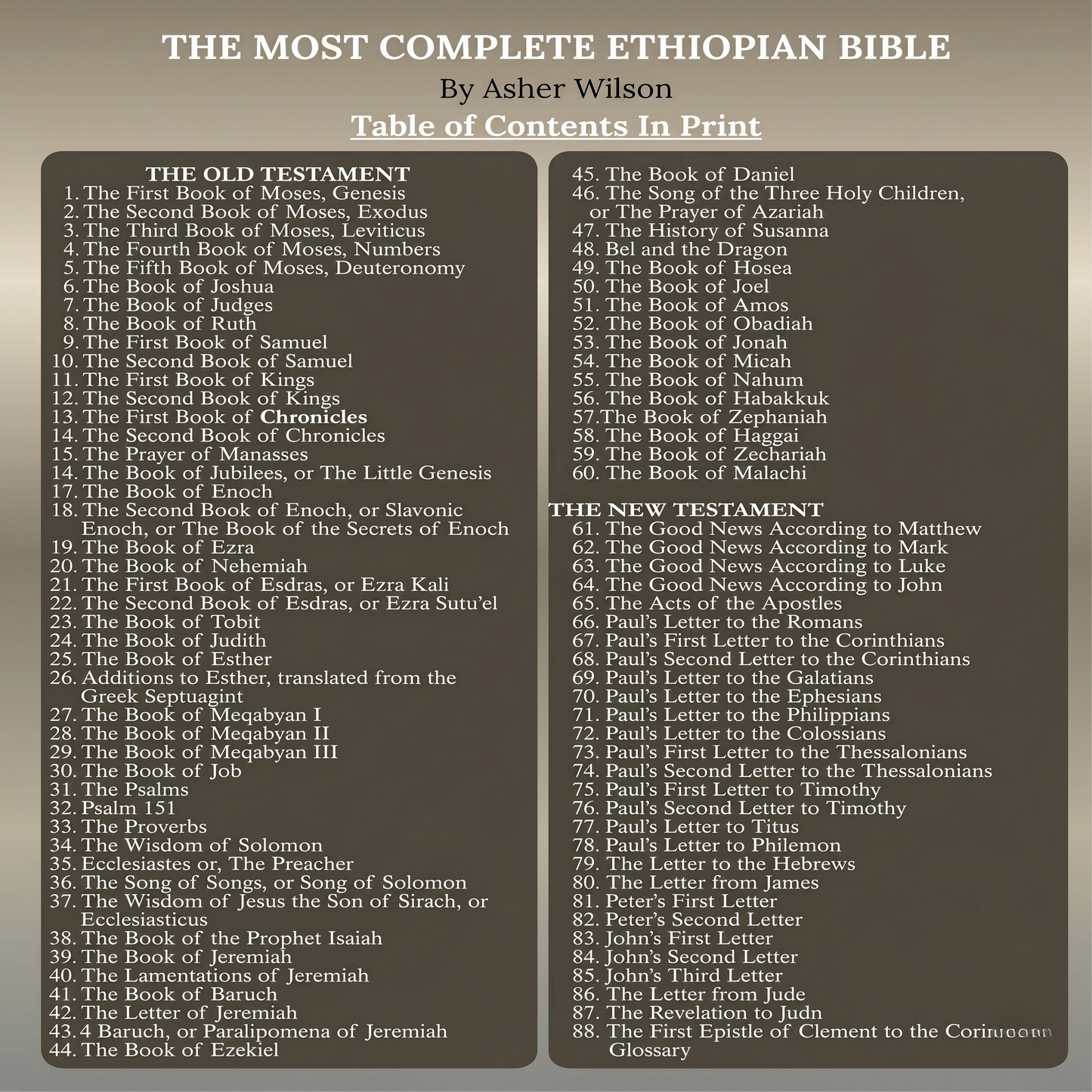 The Most Complete Ethiopian Bible in English, by Asher Wilson